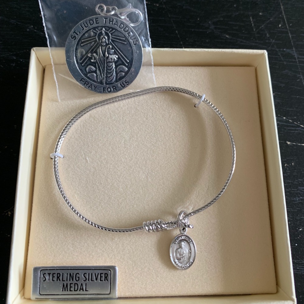 St. Jude sterling silver bracelet and charm